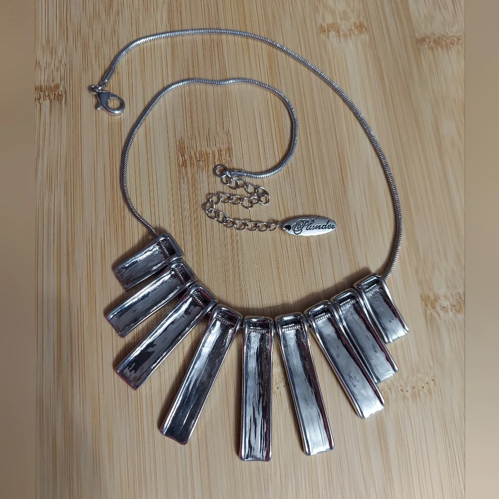 Plunder Textured Silver Tone/Bar Slide Necklace - Picture 6 of 6